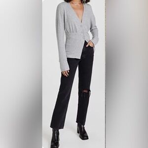 LNA REVOLVE Brushed Ribbed Cardigan Sweater Grey SZ XSmall NEW WITH TAG